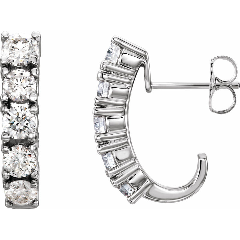 1 1/2 ct tw Round Lab Grown Diamond Accented J-Hoop Earrings in 1...