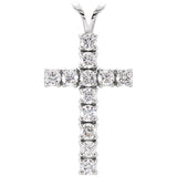 1 ct Round Lab Grown Diamond Accented Cross Pendant in 14K White ...