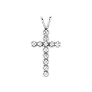 1/10 ct Round Lab Grown Diamond Accented Cross Pendant in 14K Whi...