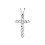 1/10 ct Round Lab Grown Diamond Accented Cross Pendant in 14K Whi...