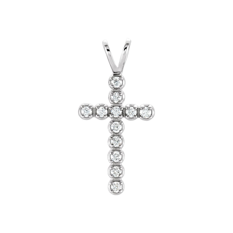 1/10 ct Round Lab Grown Diamond Accented Cross Pendant in 14K Whi...