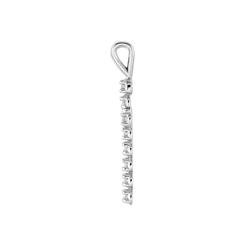 1/10 ct Round Lab Grown Diamond Accented Cross Pendant in 14K Whi... - view 2