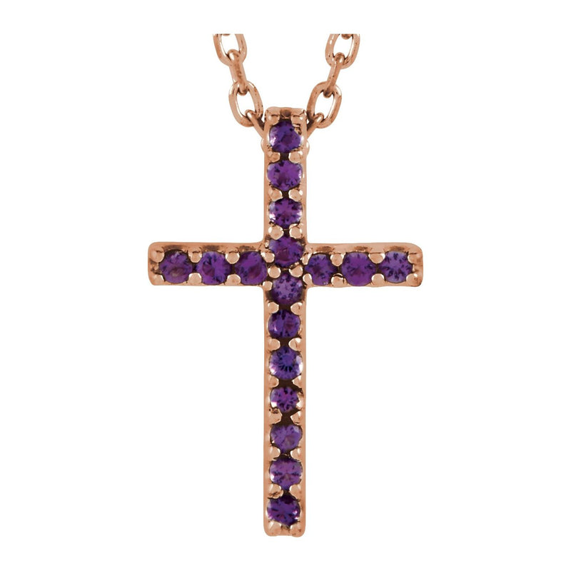 Cross Petite Lab Grown Diamond Necklace in 14K White Gold (18")...