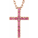 Cross Petite Lab Grown Diamond Necklace in 14K White Gold (18")...