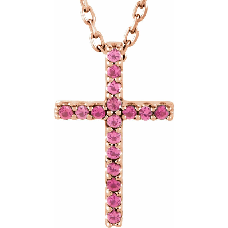 Cross Petite Lab Grown Diamond Necklace in 14K White Gold (18")...