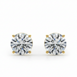 (3/4 Cttw) .37ct 3 Prong Wire Stud Earring — Yellow Gold