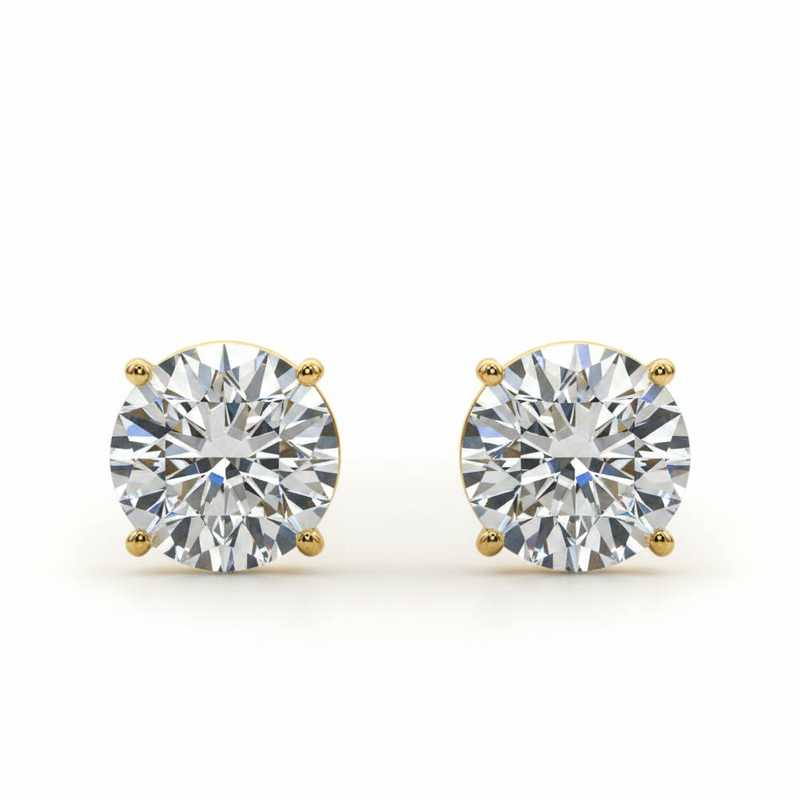 (3/4 Cttw) .37ct 4 Prong Wire Stud Earring — Yellow Gold