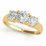 3/4 ctw Three-Stone Engagement Ring (Round Center) — Yellow Gold