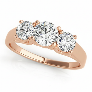 3/4 ctw Three-Stone Engagement Ring (Round Center) — Rose Gold