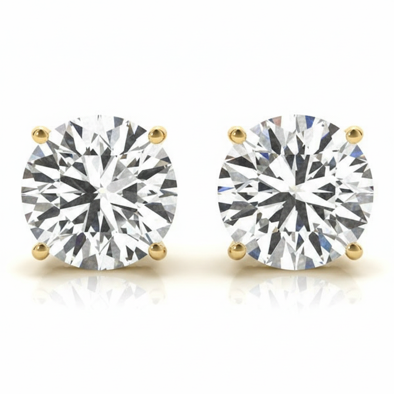 (3/8 Cttw) .15 Ct 4 Prong Wire Earrings — Yellow Gold