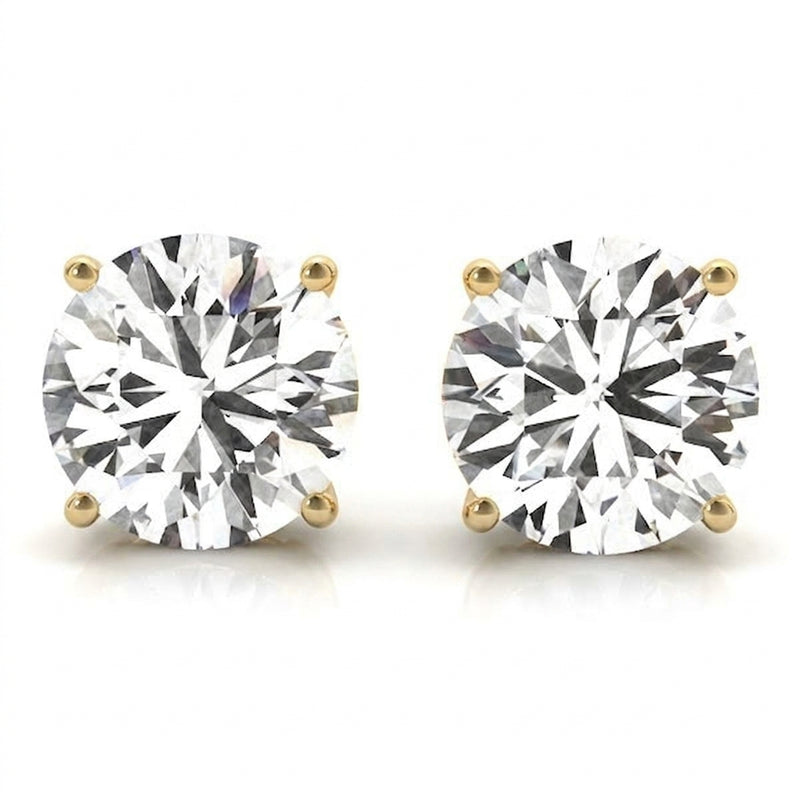 (3/8 Cttw) .15 Ct 4 Prong Wire Earrings — Yellow Gold