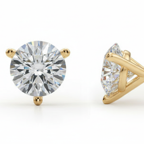(3 Cttw) 1.5ct 3prong Wire Stud Earring — Yellow Gold