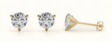 (3 Cttw) 1.5ct 3prong Wire Stud Earring — Yellow Gold