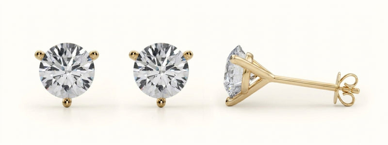 (3 Cttw) 1.5ct 3prong Wire Stud Earring — Yellow Gold