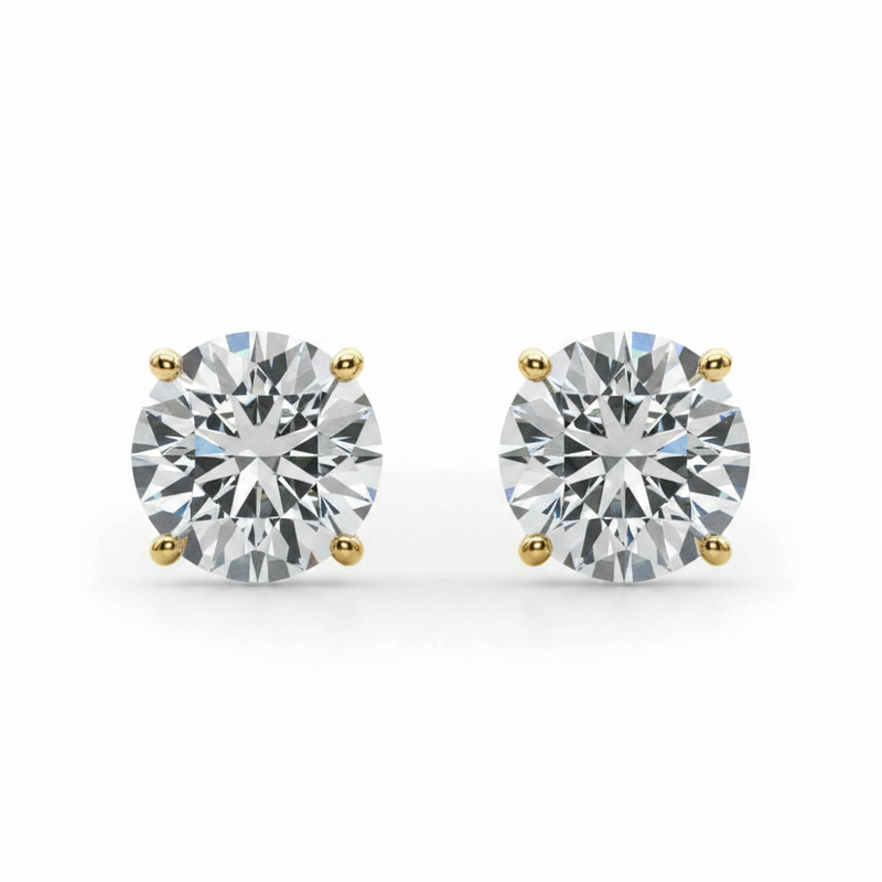 (3 Cttw) 1.5ct 4 Prong Wire Stud Earring — Yellow Gold