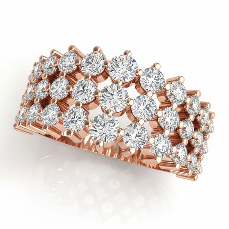 1 7/8 ctw 3 Row Fashion Ring — Rose Gold