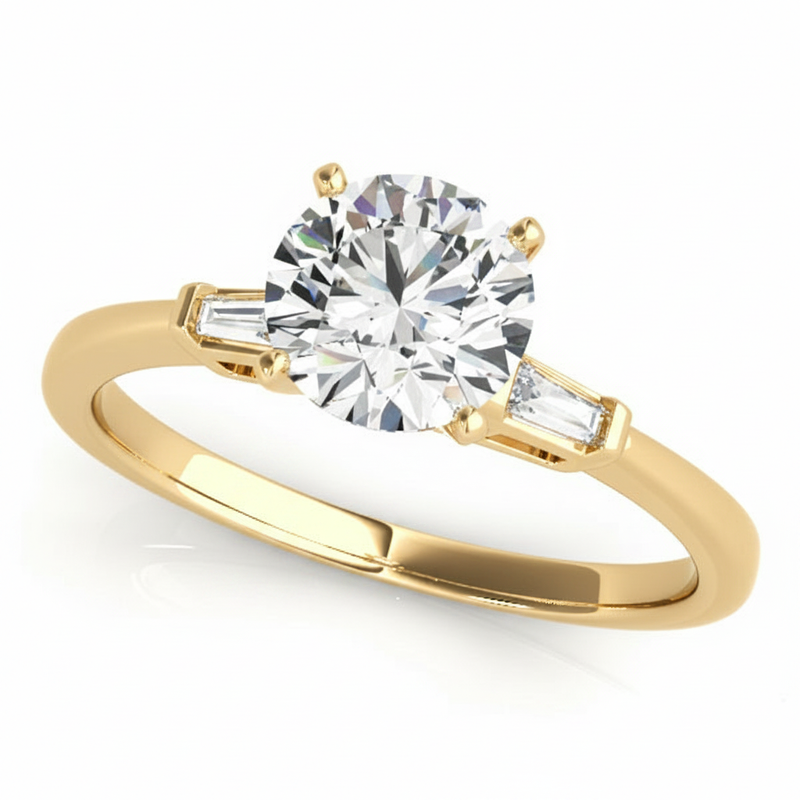 Baguette Three Stone Engagement Ring (50074-E) — Yellow Gold