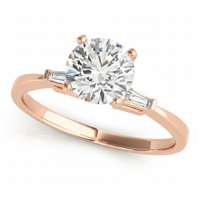 Baguette Three Stone Engagement Ring (50229-E) — Rose Gold