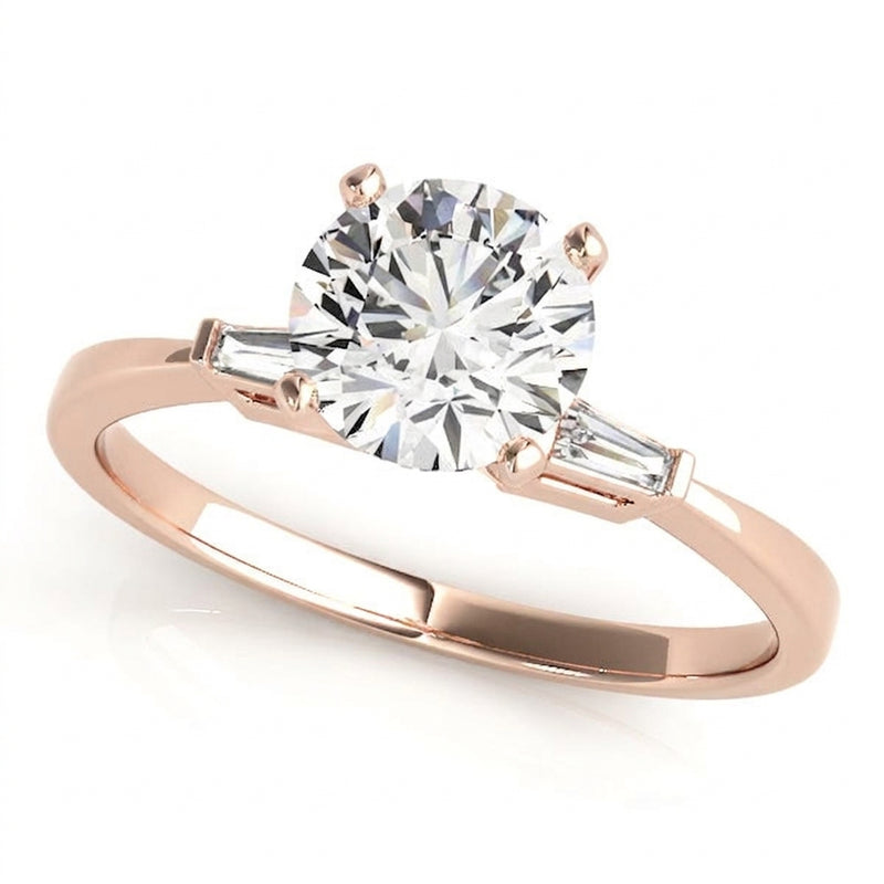 Baguette Three Stone Engagement Ring (50229-E) — Rose Gold