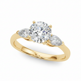 Pear Three Stone Engagement Ring (50309-E) — Yellow Gold