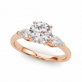 Pear Three Stone Engagement Ring (50309-E) — Rose Gold