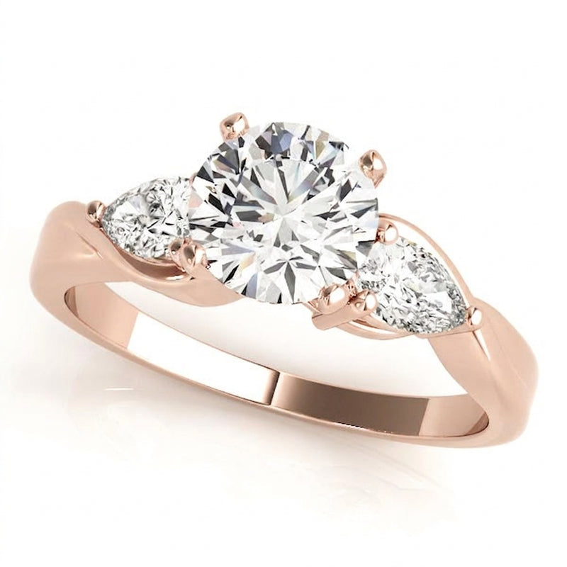 Pear Three Stone Engagement Ring (50333-E) — Rose Gold