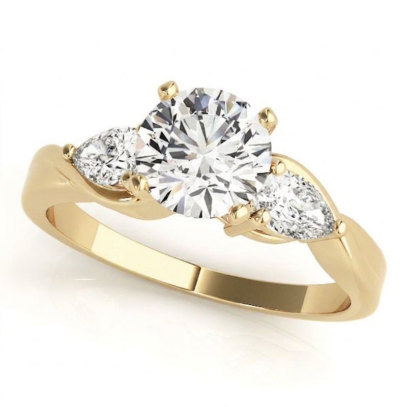 Pear Three Stone Engagement Ring (50333-E) — Yellow Gold