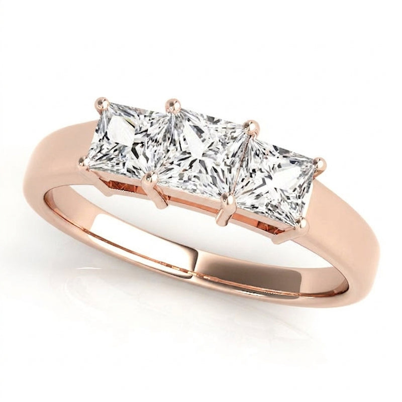 Princess Three Stone Engagement Ring (81883) — Rose Gold
