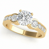 Round Three Stone Engagement Ring (50306-E) — Yellow Gold