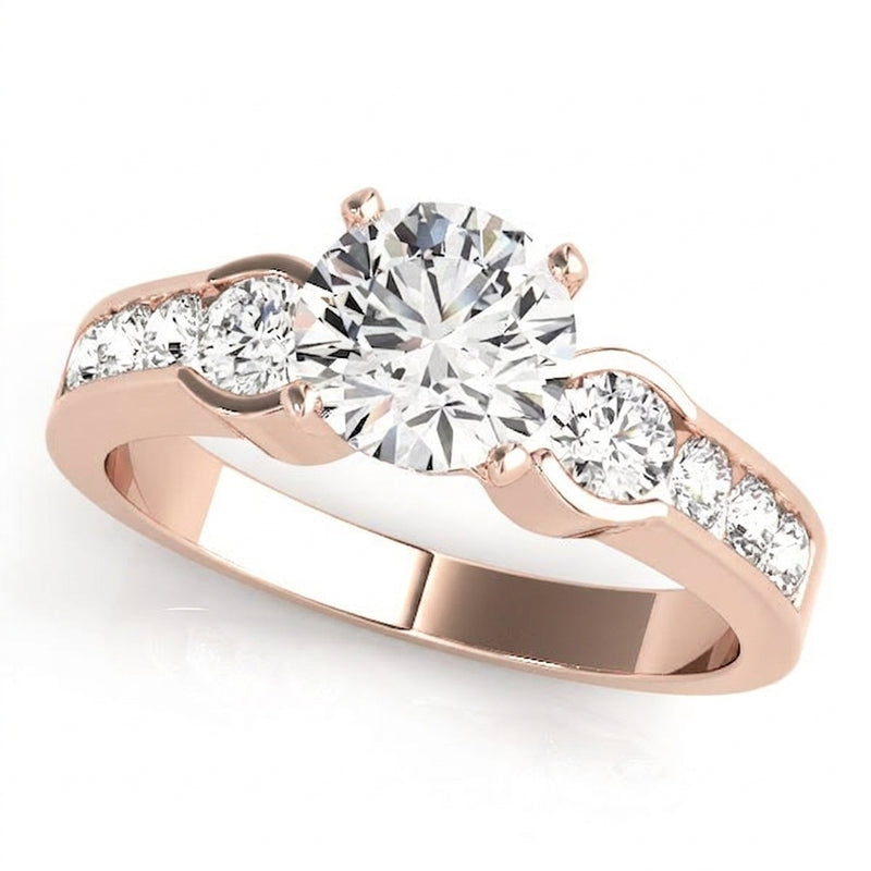 Round Three Stone Engagement Ring (50306-E) — Rose Gold