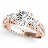 Round Three Stone Engagement Ring (50418-E) — Rose Gold