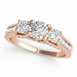 Round Three Stone Engagement Ring (50470-E) — Rose Gold