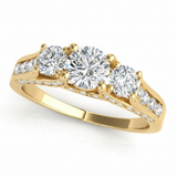 Round Three Stone Engagement Ring (50470-E) — Yellow Gold