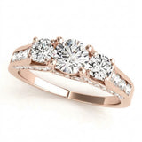 Round Three Stone Engagement Ring (50470-E) — Rose Gold