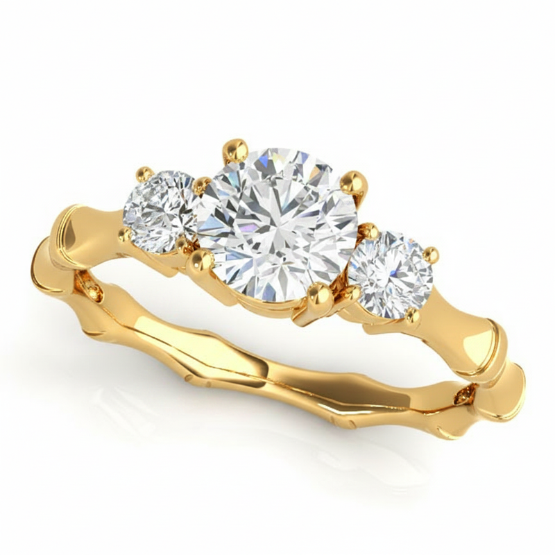 Round Three Stone Engagement Ring (50475-E) — Yellow Gold