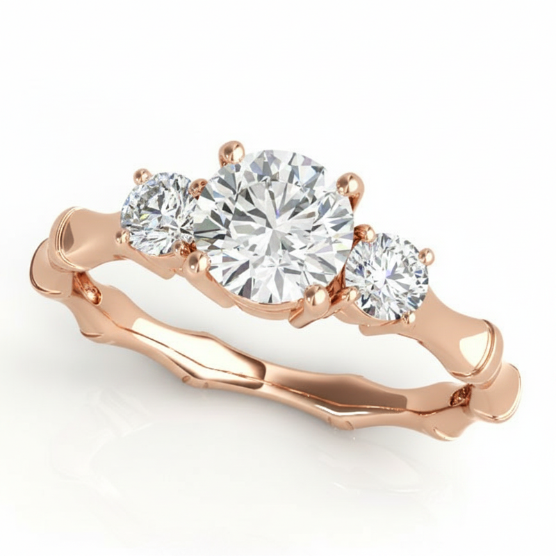 Round Three Stone Engagement Ring (50475-E) — Rose Gold
