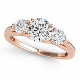 Round Three Stone Engagement Ring (50477-E) — Rose Gold