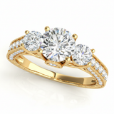 Round Three Stone Engagement Ring (50509-E) — Yellow Gold