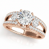 Round Three Stone Engagement Ring (50514-E) — Rose Gold