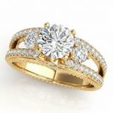 Round Three Stone Engagement Ring (50514-E) — Yellow Gold
