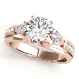 Round Three Stone Engagement Ring (50528-E) — Rose Gold