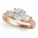 Round Three Stone Engagement Ring (50529-E) — Rose Gold