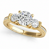 Round Three Stone Engagement Ring (50529-E) — Yellow Gold