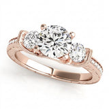 Round Three Stone Engagement Ring (50529-E) — Rose Gold