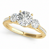 Round Three Stone Engagement Ring (50574-E) — Yellow Gold