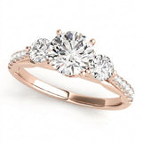 Round Three Stone Engagement Ring (50574-E) — Rose Gold