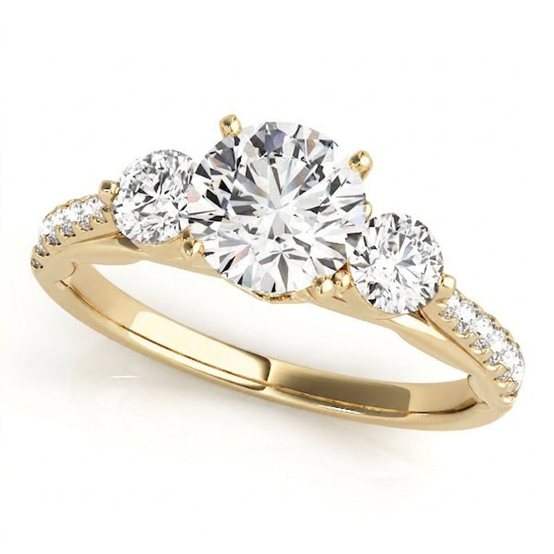Round Three Stone Engagement Ring (50574-E) — Yellow Gold