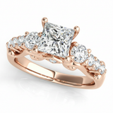 Round Three Stone Engagement Ring (50583-E) — Rose Gold