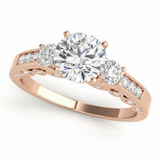 Round Three Stone Engagement Ring (50619-E) — Rose Gold