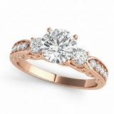 Round Three Stone Engagement Ring (50620-E) — Rose Gold